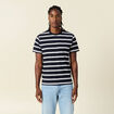 T-shirt ray&eacute; col rond manches courtes ecru homme