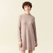 Robe pull droite col montant taupe femme