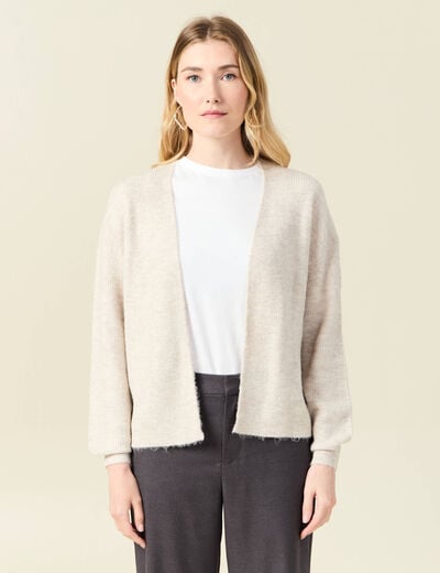 Gilet manches longues creme femme