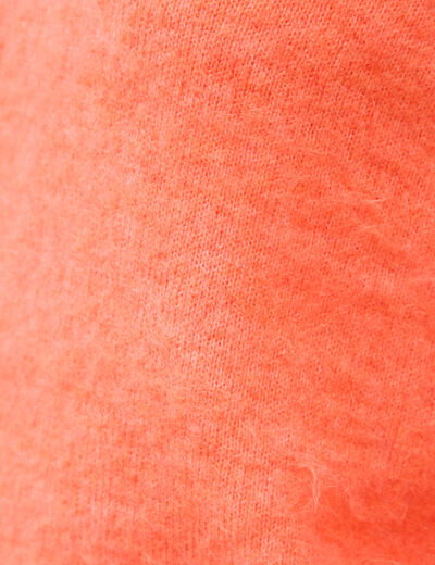 Pull droit col v manches longues rose corail femme