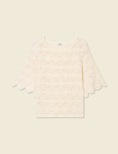 T-shirt manches courtes ecru femme