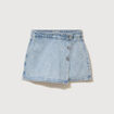Jupe-short taille haute en jeans denim snow bleu femme