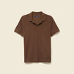Polo cintr&eacute; col cubain manches courtes marron homme