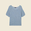 Pull manches courtes bleu gris femme