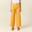 Pantalon large brodé jaune femme