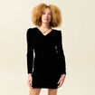Robe manches longues en velours noir femme