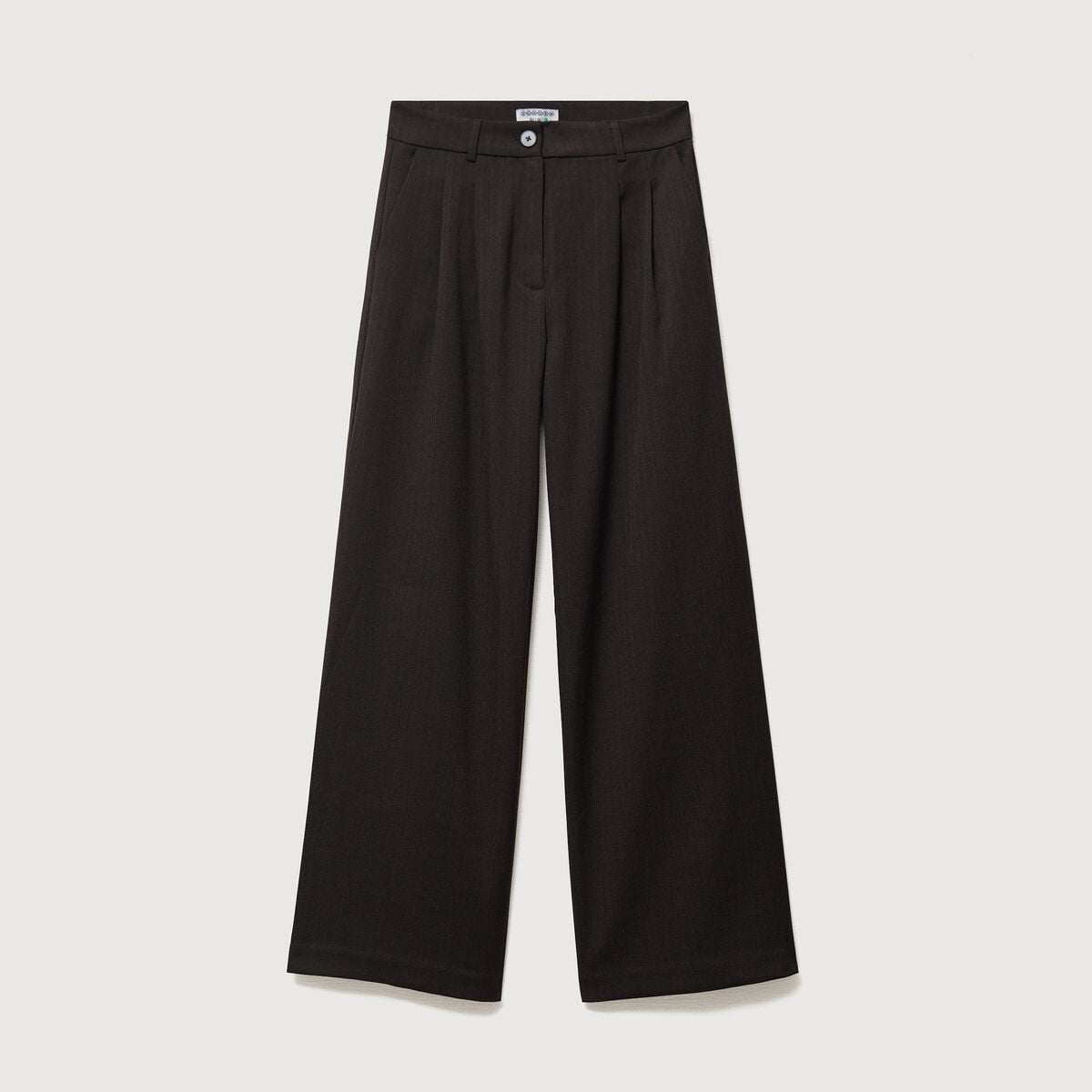 Pantalon large taille standard marron fonc&eacute; femme