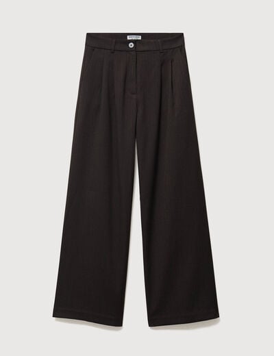 Pantalon large taille standard marron fonc&eacute; femme