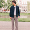 Blouson teddy éco-responsable bleu marine homme
