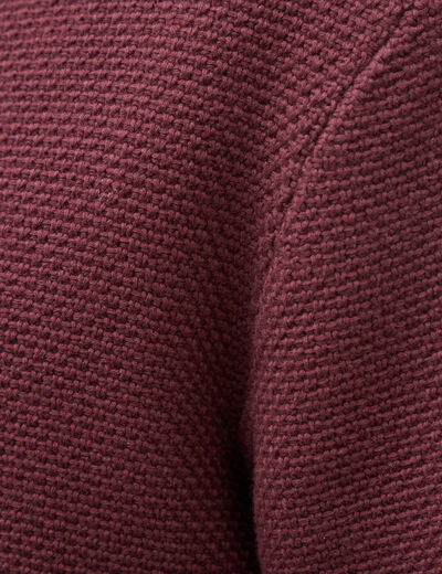 Polo ample col cubain manches courtes prune homme