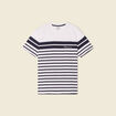 T-shirt ray&eacute; col rond manches courtes ecru homme