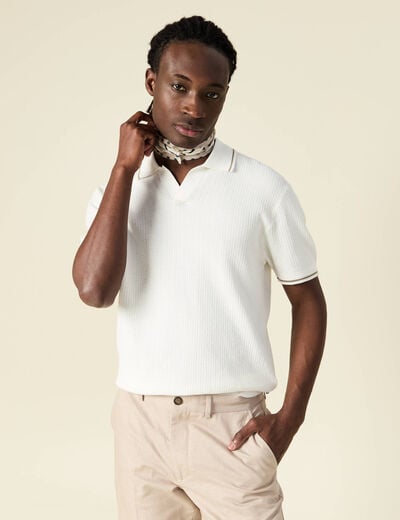 Polo manches courtes ecru homme