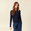 Polo avec torsade et c&oelig;ur brod&eacute; bleu marine femme
