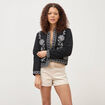 Veste en coton avec broderie noir femme