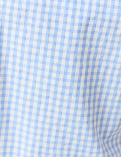 D&eacute;bardeur droit court col carr&eacute; bleu gris femme
