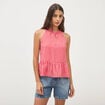 Top droit manches courtes rouge femme