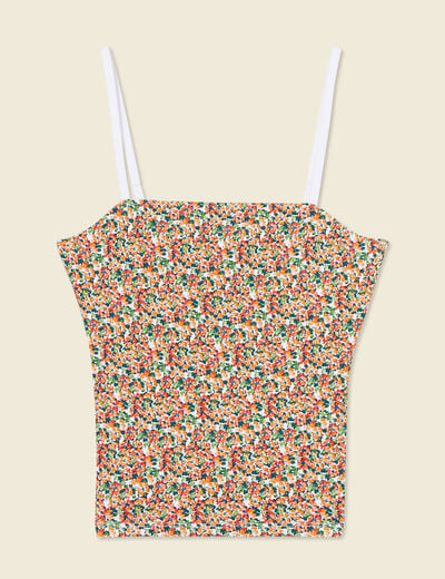 Bustier cropped à bretelles blanc femme