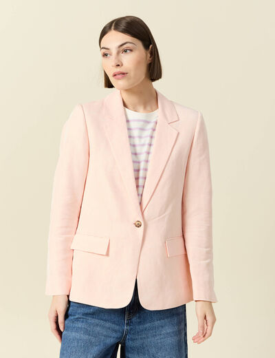 Veste blazer manches longues rose champagne femme