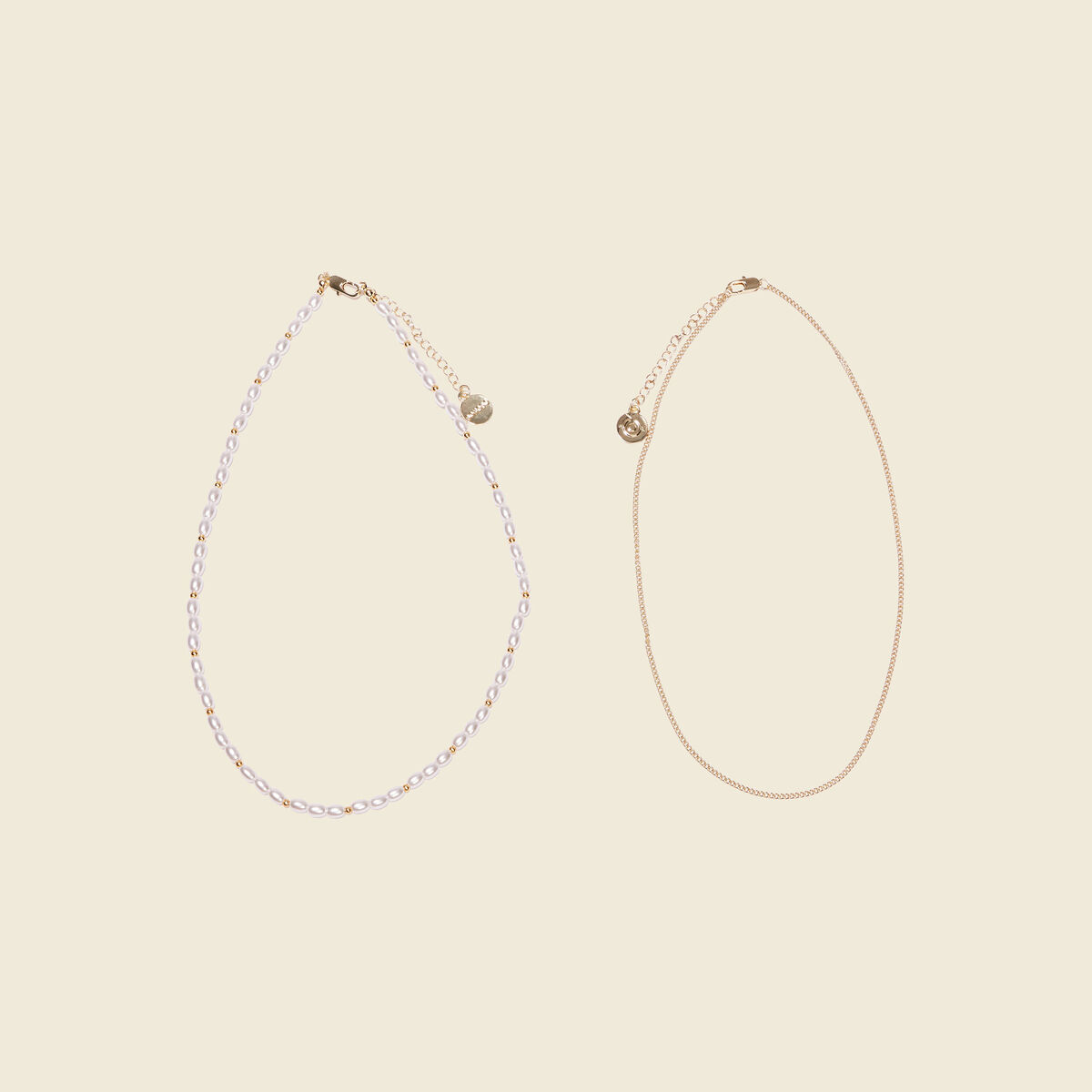 Double collier à perles blanc femme
