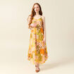 Robe longue droite orange corail femme