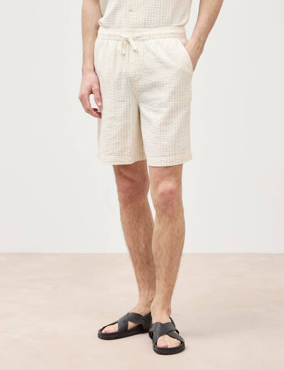 Bermuda coupe droite beige homme