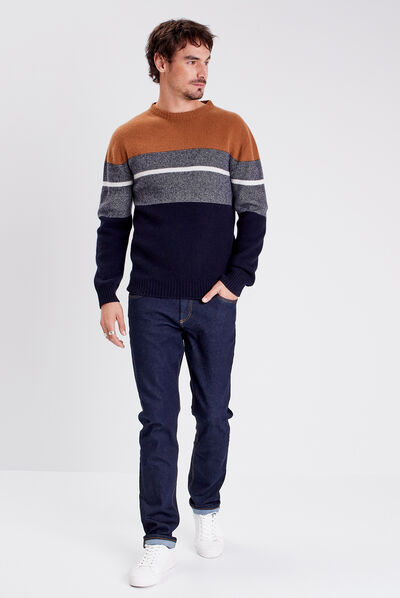 Pull manches longues marron homme