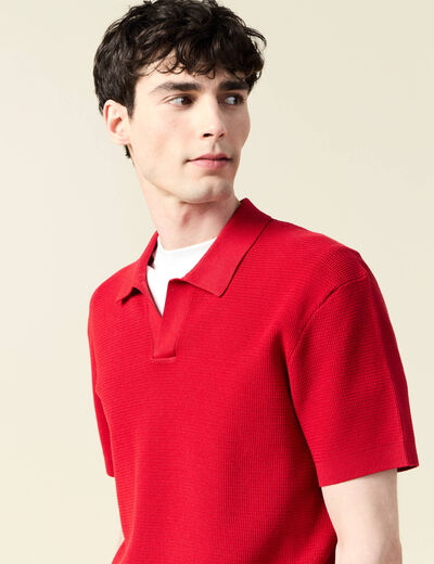 Polo cintré manches courtes rouge foncé homme