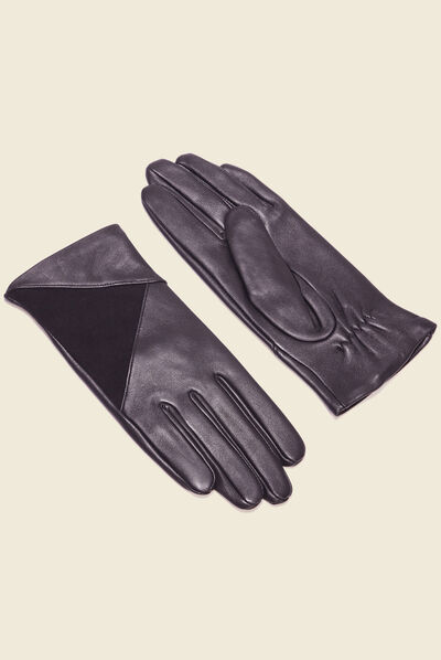 Gants en cuir noir femme