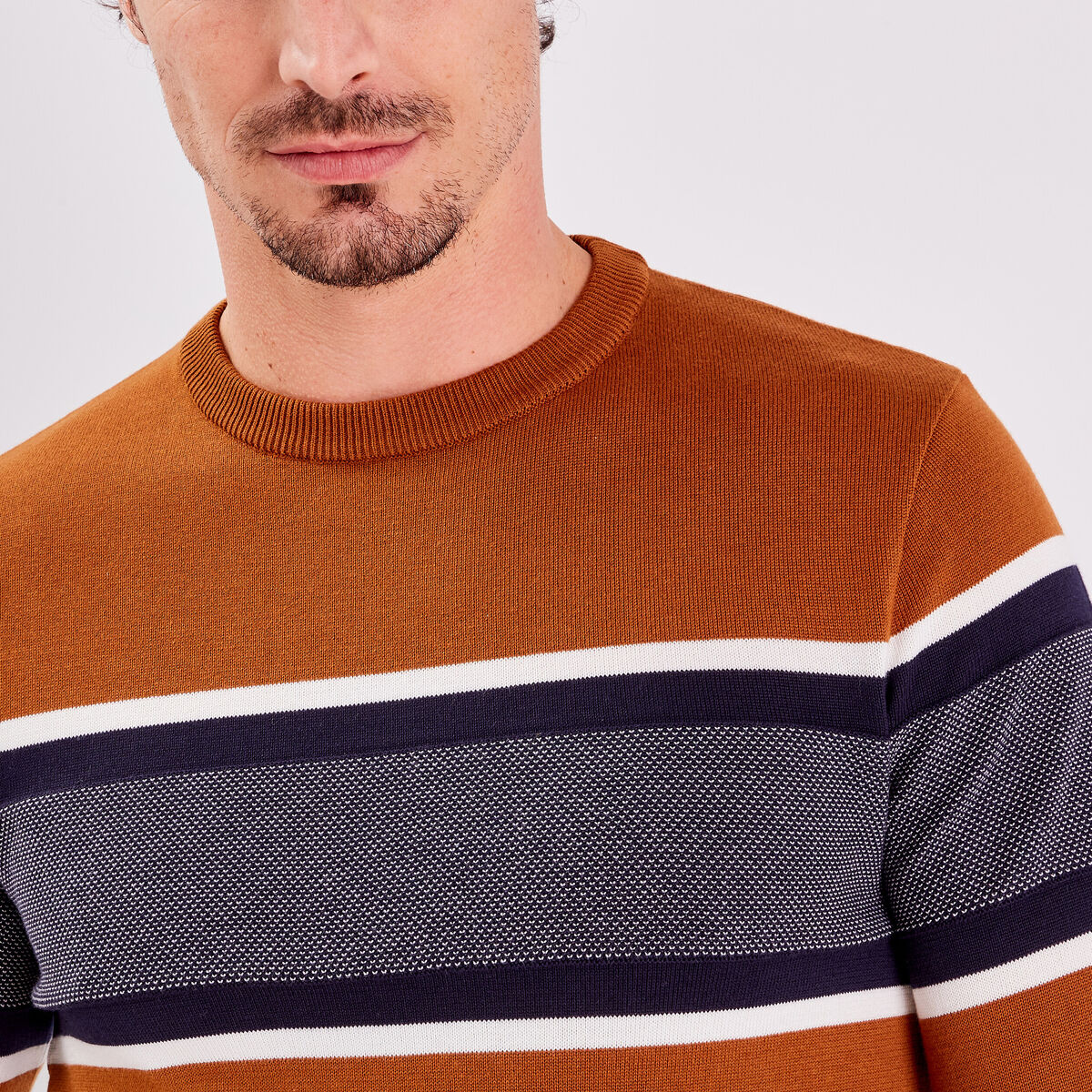 Pull manches longues marron homme