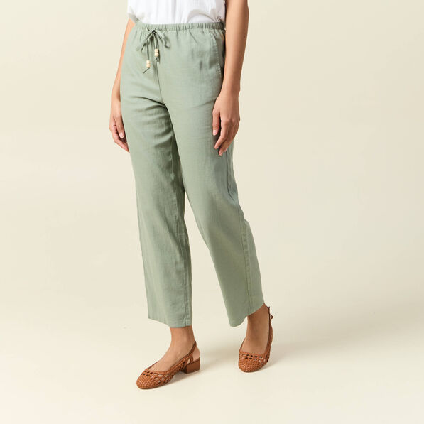 Pantalon droit 7/8ème vert kaki femme