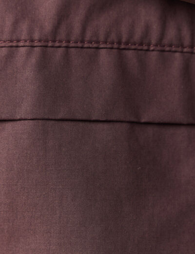 Parka longue à capuche marron foncé femme