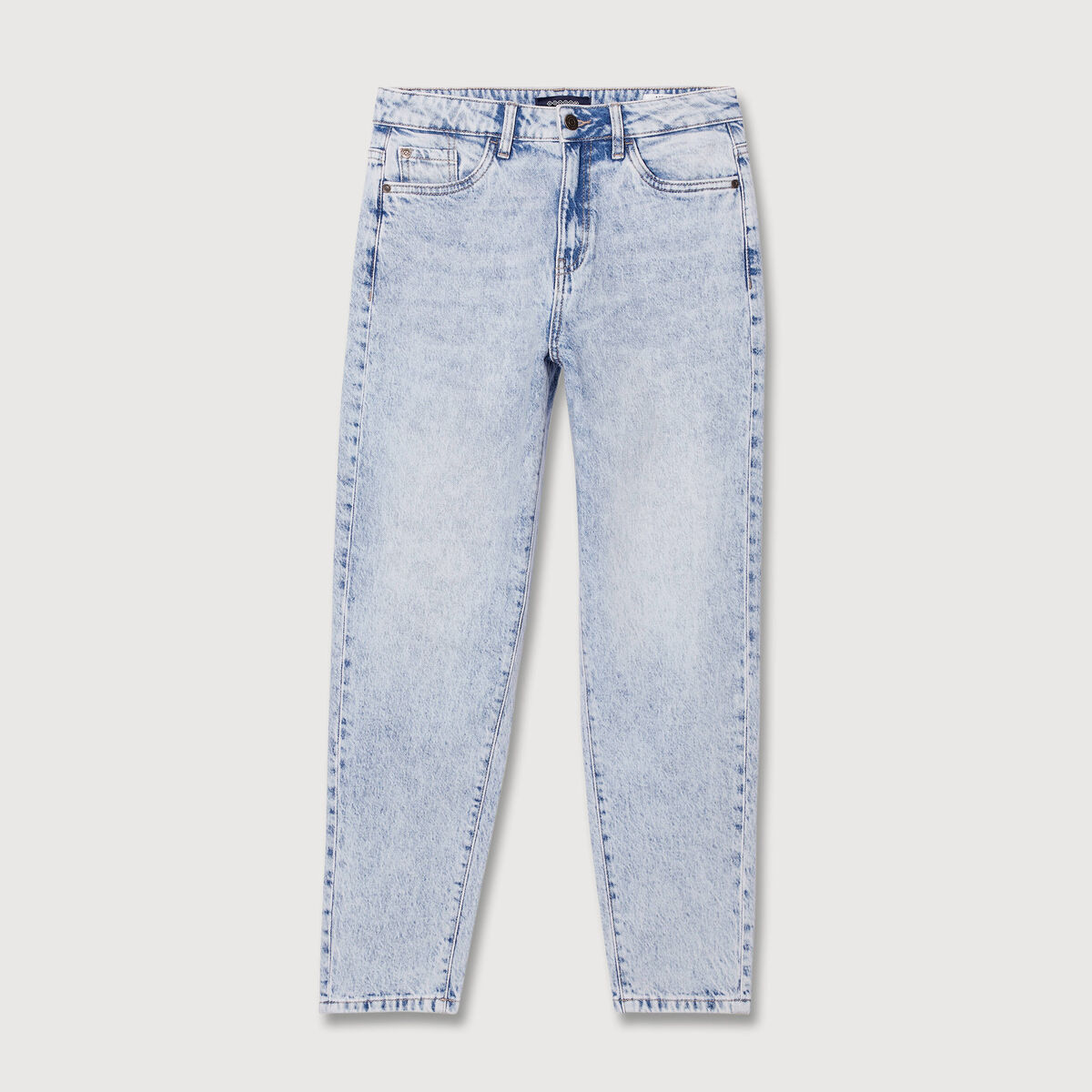 Jeans mom 7/8&egrave;me denim snow bleu femme