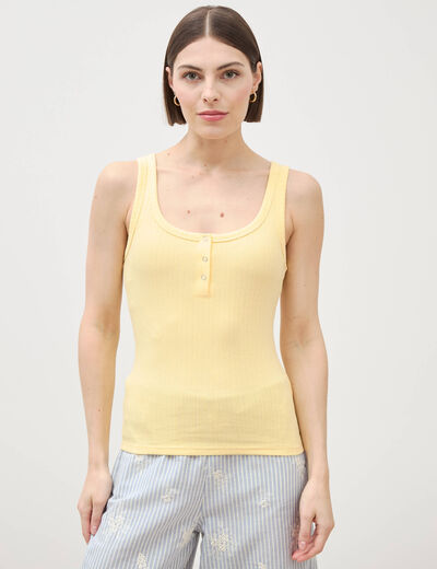 D&eacute;bardeur sans manches jaune pastel femme