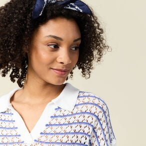 pull manches courtes col polo bleu electrique femme Pull manches courtes col polo bleu electrique femme