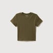 T-shirt ajust&eacute; col rond manches courtes vert olive femme