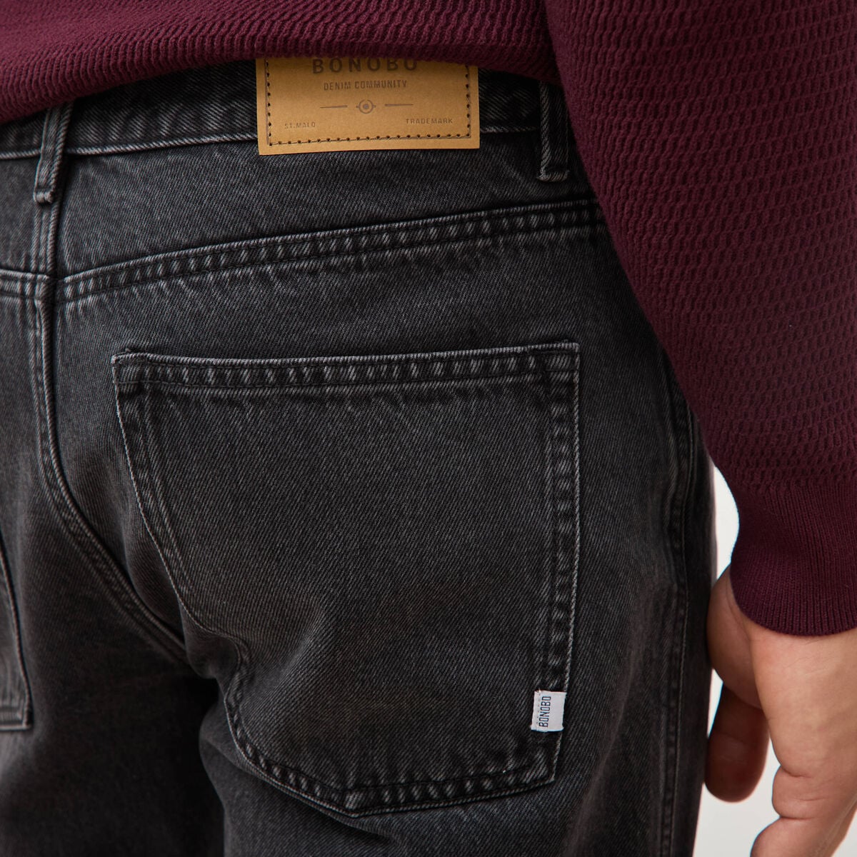 Jeans large relaxed denim noir homme