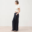 Pantalon standard fluide bleu marine femme