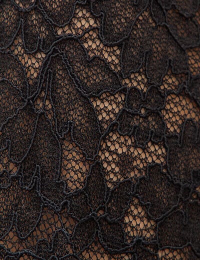 T-shirt ajust&eacute; dentelle manches longues noir femme