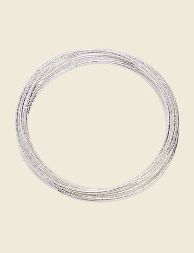 Bracelet multi anneaux couleur argent femme