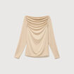 T-shirt ajust&eacute; manches longues bardot beige femme