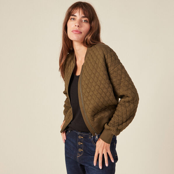 Gilet bomber matelassé vert kaki femme