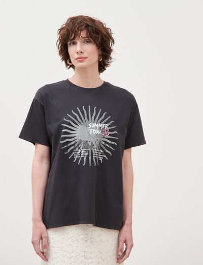 T-shirt oversize en coton noir femme