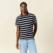 T-shirt ray&eacute; col rond manches courtes ecru homme