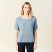 Pull manches courtes bleu gris femme