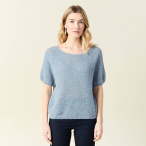 pull manches courtes bleu gris femme Pull manches courtes bleu gris femme