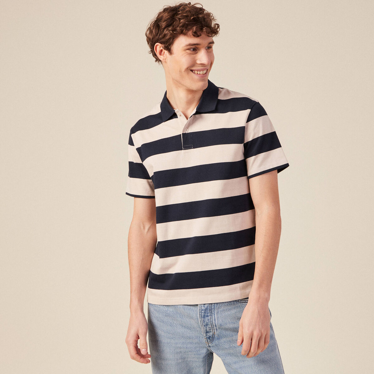 Polo manches courtes bleu marine homme