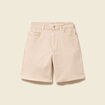 Bermuda large taille haute en jeans denim blanc femme
