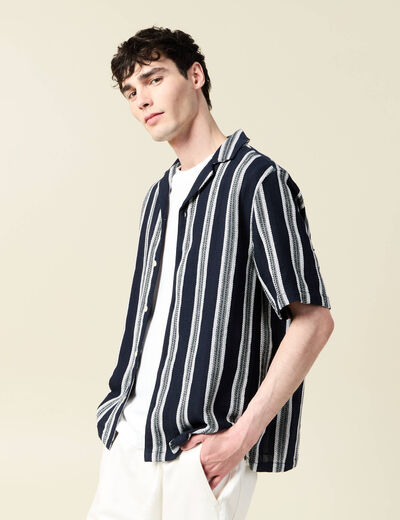 Chemise manches courtes bleu marine homme