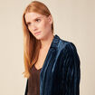 Tailleur droit court manches longues bleu canard femme