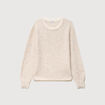 Pull droit col rond manches longues creme femme